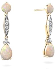 Genuine Opal 14kt Yellow Gold Dangle Drop Earrings