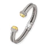 14K and Silver Cuff With Diamond