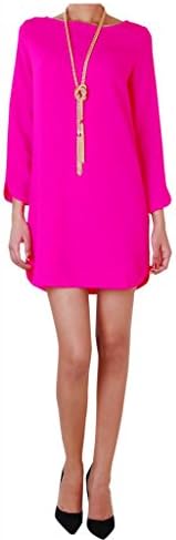 Humble Chic Women's Lola Shift Dress - Hot Pink - MEDIUM - Long Sleeve Zip Back Sheath