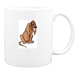Mug with sitting, brown, hound, pet, dog