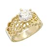 Gold Plated Brass Solitaire Ring with Clear Cubic Zirconia, Sizes: 5-10