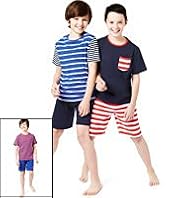 3 Pack Pure Cotton Striped Short Pyjamas