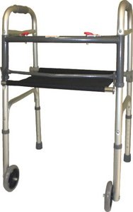 Walker Folding, 2 button with Wheels and Seat
