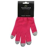 TECH TOUCH GLOVES WITH SILVER COATED NYLON FIBRE TIPS - PINK - NEW IPHONE 5 / 4 / 4S - GALAXY S3 / S2 - HTC ONE X,V,S AND ALL SMARTPHONES WITH TOUCHSCREENSby Terrapin