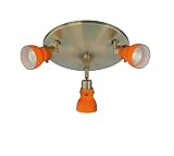 Lite Source LS-17093AB/AMB Director II 3-Head Wall/Flush Mount Spot Light, Antique Brass with Amber