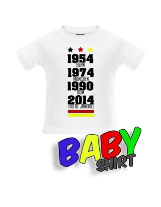 DEUTSCHLAND FAN T-SHIRT – 54 74 90 2014 RIO DE JANIERO – BABY – WEISS – T-SHIRT by Jayess-Baby Gr. 92/98 DEUTSCHLAND FAN T-SHIRT – 54 74 90 2014 RIO DE JANIERO – BABY – WEISS – T-SHIRT by Jayess-Baby Gr. 92/98