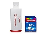 Transcend 16 GB Class 6 SDHC Flash Memory Card with USB Card Reader TS16GSD ....