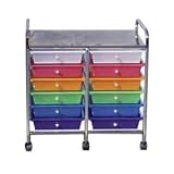 12 Plast.Drawer Trolley w/1 Met. Shelf w/6 casters