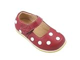 Puddle Jumper Toddler Girl's Leather Mary Janes Shoes Polka Dot Burgundy Dark Red