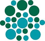 Set of 90 - Turquoise / Dark Green Circles Polka Dots Vinyl Wall Graphic Decals Stickers