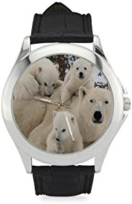 Girlfriend Gift Polar Bear Family Women's Leather Strap Watch