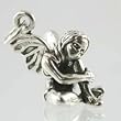Small Three Dimensional Pretty Sitting Fairy Pendant or Charm in Sterling Silver, #11852