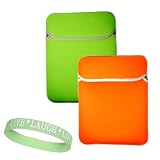 Asus Eee PC 1000 10' Green-Orange Reversible Carrying Sleeve + Live*Laugh*Love Wrist Band FREE!!!