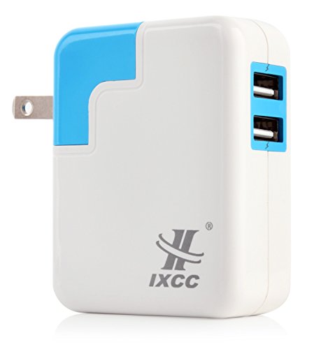 iXCC 24W 4.8A Dual USB Smart Travel Wall Charger for Smartphones and Tablets - White