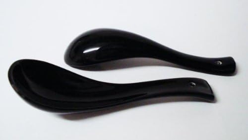 JapanBargain S-2138x12, 12 Pieces Porcelain Chinese Soup Spoon Set, Asian Japanese Soba Rice Pho Wonton Ramen Noodle Soup Spoons, Black