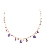 14K Gold Necklace with Pink Tourmaline and Amethyst