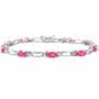 Sterling Silver Lab Created Pink Sapphire and Genuine Diamond Acccent Stone Bracelet