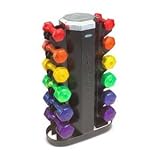 Jelly-Bell Urethane Aerobic Dumbbell Set with Rack