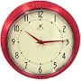 Infinity Instruments Retro Round Metal Wall Clock, Red