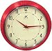 Infinity Instruments Retro Round Metal Wall Clock, Red