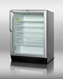 IMAGE OF 5.5 cu.ft. Capacity Outdoor Compact Refrigerator Factory-installed Lock Automatic Defrost Adjustable Glass Shelves Stainless Steel Cabinet Glass Door Left Hinge Door