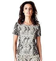 Per Una Speziale Cotton Rich Feather Print Top