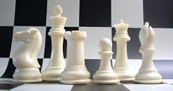 Value Triple Weighted Plastic Chess Set in Black & Ivory - 4 inch King