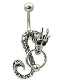 Gothic Dragon w slave Ring hoop Black eyes Belly button Navel Ring 14 gauge