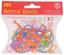 Pack of 12 Zoo Animal Shaped Rubber Bands