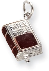 Enameled Holy Bible Charm, Sterling Silver
