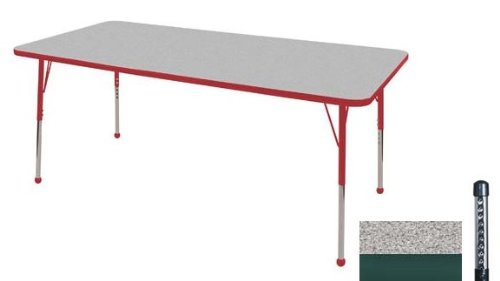 Early Childhood Resource ELR-14113-GGN-C 36 in. x 72 in. Gray Rectangular Adjustable Activity Table with Green Chunky Legs