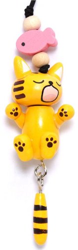 Imagen 1 de colgante de móvil de madera con forma de gato amarillo