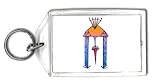 Keychain with down, crane, beak, upside, bird, tail