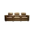 3 Seat Brown Leather Theatre Seating By Wholesale Interiors with Silver Shipping