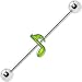 Surgical Steel Green Music Note Industrial Barbell Earring Surgical Steel Green Music Note Industrial Barbell Earring