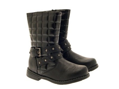 CHILDRENS GIRLS KIDS COMFORTABLE QUILTED BIKER BUCKLE ANKLE