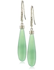 Dyanne Belle "Serpentine Earrings Collection" 14k Gold Chrysoprase Serpentine Textured Drop Earrings