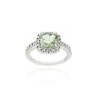 Sterling Silver Green Amethyst & Diamond Accent Square Ring