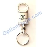 Toyota Logo Satin Chrome Valet Keychain with Detachable Ring Key Fob