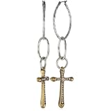 Lucky Brand Hammered Cross Silver And Hoop Ear