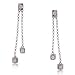 New 14 KT White Gold Dangle Chain Earrings w Diamonds