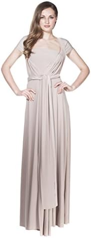 S Fashion Women's Long Convertible Wrap Dress One Size Fits 0-12- Nude