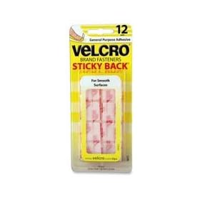 Velcro 90073 - Sticky-Back Hook and Loop Square Fasteners on Strips, 7/8, White, 12 Sets/Pack-VEK90073