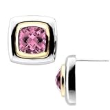 14K Two-Tone Gold Pink Tourmaline Earrings