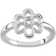 14K White Gold Diamond Flower Ring - 0.10 Ct.