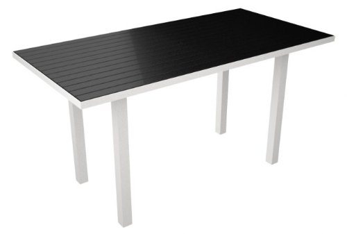 Recycled European Rectangular Counter Dining Table - Black with White Frame