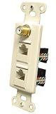 OEM Systems Pro-Wire Combination Jack Plate (1 F-Coax, 2 RJ-45), Almond