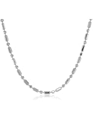 14k White Gold 1.2mm Bead and Bar Chain Necklace, 16"