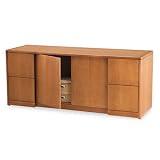 92000 Full-Height Pedestal Credenza w/Doors, 72w x 24d, Bourbon CY Frame/Top