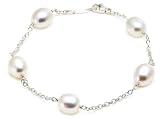 Sterling Silver Freshwater Cultured Pearl Tin Cup Bracelet, 7.5
